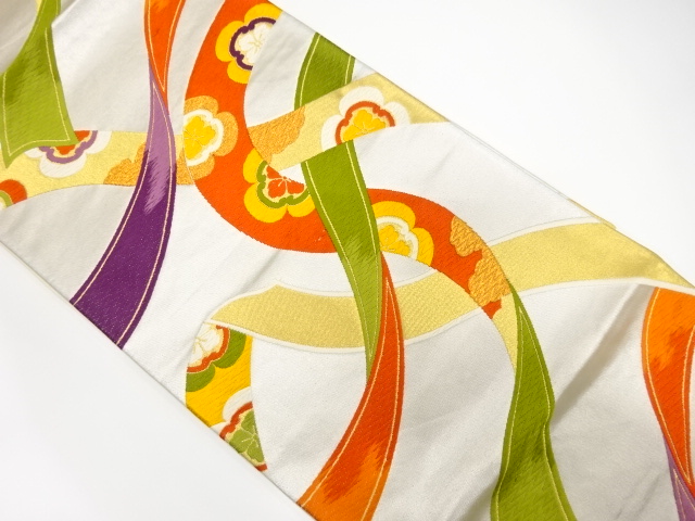 JAPANESE KIMONO / ANTIQUE FUKURO OBI / SILK / WOVEN NOSHI PATTERN